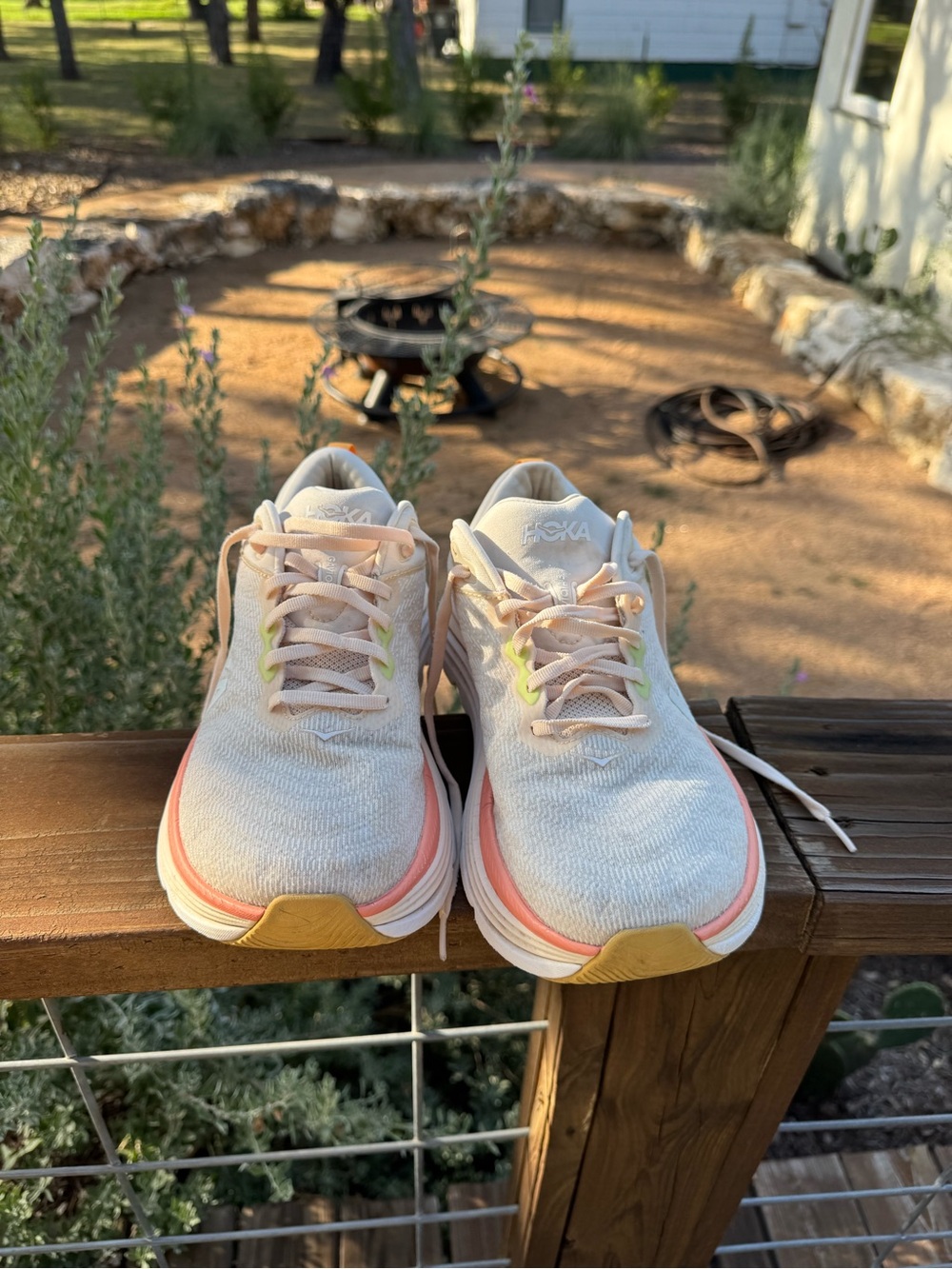 Hoka gaviota Women’s Cream and Peach Running Sneakers - Picture 2 of 8